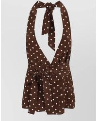 P.A.R.O.S.H. - Halterneck Sleeveless Top Polka Dot Bow - Lyst