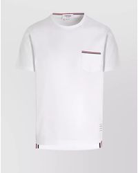 Thom Browne - Cotton Ribbed Crew-Neck Short-Sleeve Pocket T-Shirt - Lyst