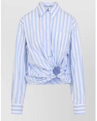 Sportmax - Cropped Striped Cotton Shirt Cutout Detail - Lyst