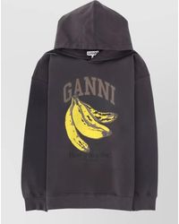 Ganni - Hoodie Graphic Print Hood Long Sleeves - Lyst