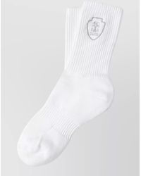 Brunello Cucinelli - Logo Cotton Mid Calf Ribbed Socks - Lyst