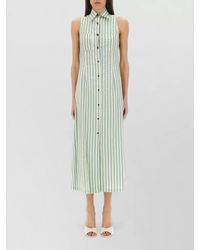 Alysi - Striped Sleeveless Chemisier Dress Side Slit - Lyst
