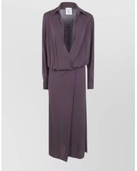 Semicouture - Jersey Dress Long Sleeves Belted Waist - Lyst