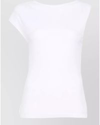 Alysi - Asymmetric Round Neck Cap Sleeve Top - Lyst