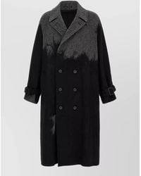 Yohji Yamamoto - Wool Shaded Herringbone Double-Breasted Long Coat - Lyst