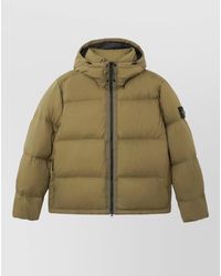 Stone Island - Hooded Jacket Elasticated Cuffs Quilted Pattern - Lyst