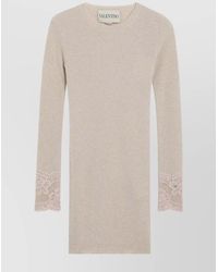 Valentino - Cashmere Sweater With Lace Cuffs And Ribbed Texture - Lyst