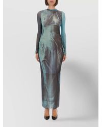 Jean Paul Gaultier - Printed Mesh Slim-Fit Maxi Dress - Lyst
