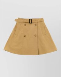 Burberry - Cotton Twill Double-Breasted A-Line Skirt - Lyst