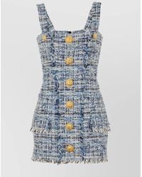 Balmain - Tweed Mini Dress - Lyst