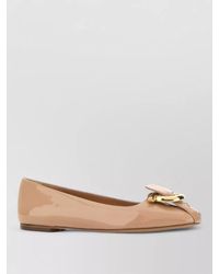 Ferragamo - Leather Oxide Ballerinas Flat Sole Bow - Lyst