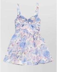 Zimmermann - Silk Linen Floral-Print Draped Sleeveless Mini Dress - Lyst