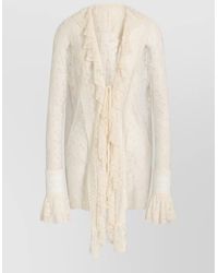 Alberta Ferretti - Sheer Tulle Shirt Ruffled Collar Polka Dots - Lyst