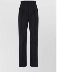 Max Mara - Virgin Wool Pinstriped High-Rise Pleated Straight-Leg Trousers - Lyst