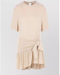 Rabanne - Ruffle Hem Crew Neck Dress With Tie Waist - Lyst