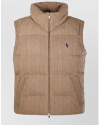 Ralph Lauren - Cable Knit High Neck Sleeveless Coat - Lyst