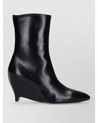 Maison Margiela - Leather Glossy Pointed-Toe Wedge Ankle Boots - Lyst