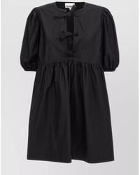 Ganni - Organic Cotton Poplin Knot Mini Dress - Lyst