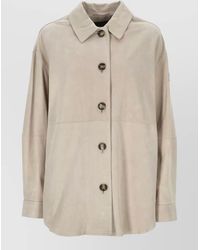 Peuterey - Lya Suede Leather Oversized Collared Jacket - Lyst