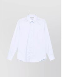 Brunello Cucinelli - Cotton Shirt With Button-Down Collar And Curved Hem - Lyst