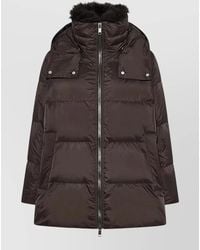 Yves Salomon - Down A-Line Hooded Coat With Shearling Collar - Lyst