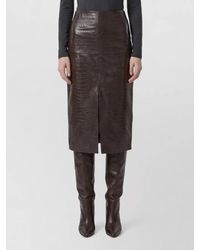 FEDERICA TOSI - Leather Crocodile-Print Midi Pencil Skirt - Lyst