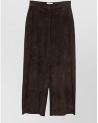 Via Masini 80 - Leather High Waist Trousers Straight Wide Leg - Lyst