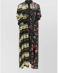Sacai - Pattern Mix Satin Midi Shirt Dress - Lyst