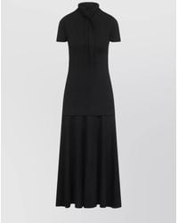 Jil Sander - Knot-Detail Short-Sleeve Stand-Collar Maxi Dress - Lyst