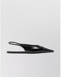 Saint Laurent - Leather Slingback Ballet Flats With Pointed Toe - Lyst