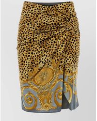 Versace - Printed Draped Midi Skirt - Lyst