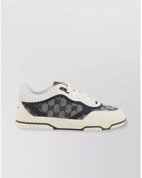 Gucci - Leather And Gg Canvas Low-Top Sneakers - Lyst