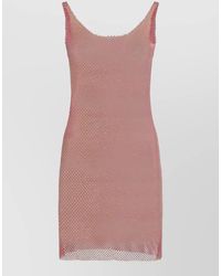 Santa Brands - Rhinestone Mesh Mini Dress Scoop Neckline - Lyst