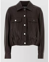 Loewe - Leather Jacket Long Sleeves Collared Neck Pockets - Lyst