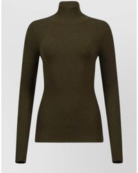 Victoria Beckham - Wool Fine Ribbed High Neck Sweater - Lyst
