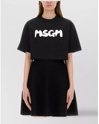MSGM - Short Sleeve Cropped Crew Neck Top - Lyst