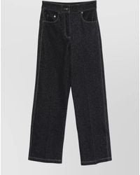 Max Mara - Denim-Effect Cropped Straight-Leg Trousers - Lyst