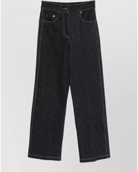 Max Mara - Denim Jersey High-Rise Cropped Wide-Leg Trousers - Lyst