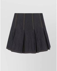 Bottega Veneta - Denim Pleated Mini Skirt - Lyst