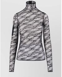 Courreges - Sheer Lace High Neck Long Sleeve Top - Lyst