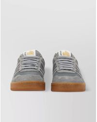 Lanvin - Mesh And Suede Leather Low-Top Sneakers - Lyst