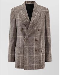 Brunello Cucinelli - Alpaca Wool Prince Of Wales Double-Breasted Blazer - Lyst