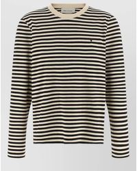 Ami Paris - Striped Ribbed Crew-Neck Long-Sleeve T-Shirt - Lyst