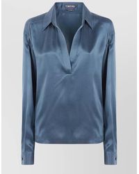 Tom Ford - Silk Satine Polo Shirt Long Sleeves - Lyst