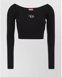 DIESEL - Ribbed Slim-Fit Cropped Long-Sleeve Top - Lyst