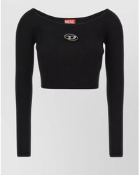 DIESEL - Ribbed Slim-Fit Cropped Long-Sleeve Top - Lyst