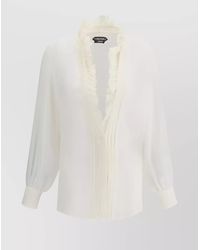 Tom Ford - Blouse With Pleats And Ruffles - Lyst