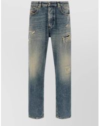 DIESEL - Denim Mid-Rise Tapered Jeans - Lyst
