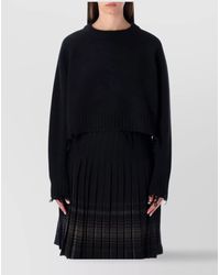 Low Classic - Cropped Distressed Wool Jumper - Lyst
