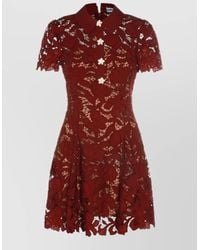 Self-Portrait - Short Sleeve Lace Mini Dress Buttons - Lyst
